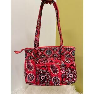 Vera Bradley Pink Shoulder Bag Zip Top Call me Coral Retired Pailsey Medallion